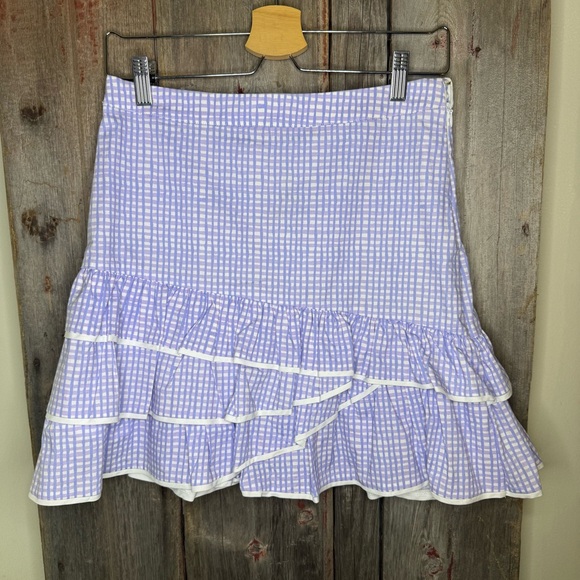 Lilly Pulitzer Rosalie Tiered Ruffle Mini Skirt in Light Lilac Gingham size 8 - Picture 11 of 11